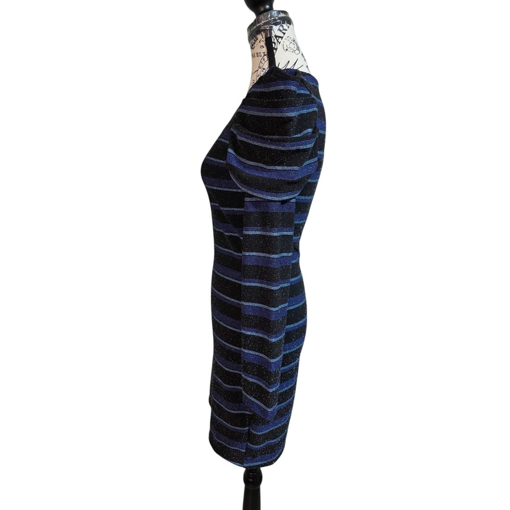 MC Company Brazil Metallic Puff Shoulder Bodycon Dress - TAM 38 / US S/M (READ) - Picture 3 of 12